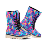 Colorful Geometric Mosaic Print Winter Boots