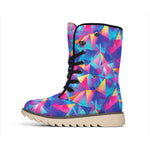 Colorful Geometric Mosaic Print Winter Boots
