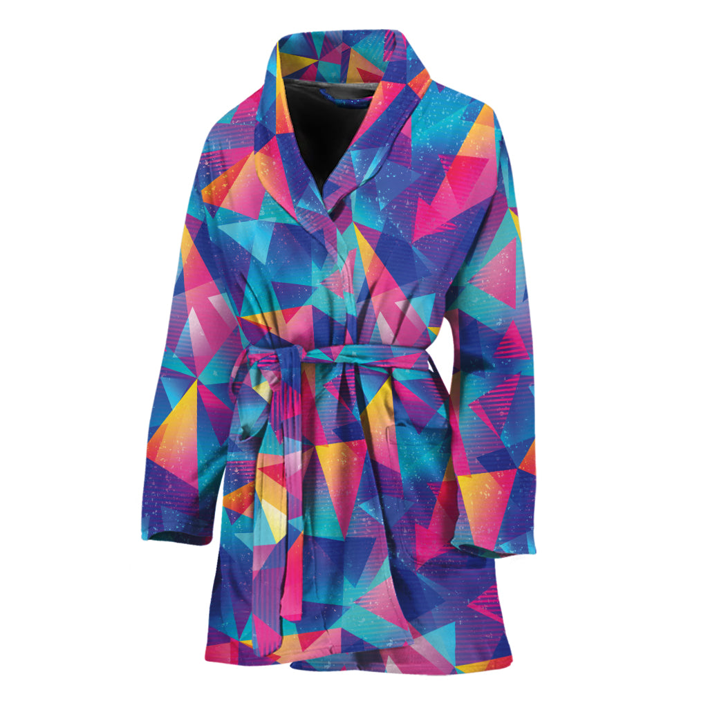Colorful Geometric Mosaic Print Women's Bathrobe
