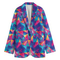 Colorful Geometric Mosaic Print Women's Cotton Blazer