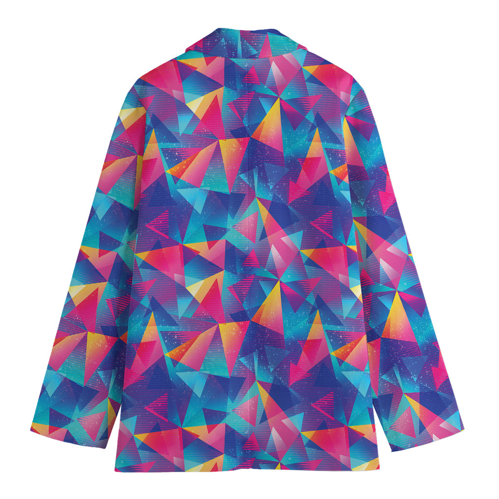 Colorful Geometric Mosaic Print Women's Cotton Blazer