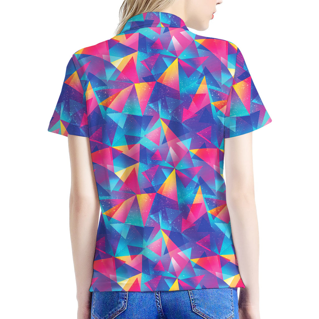 Colorful Geometric Mosaic Print Women's Polo Shirt