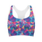 Colorful Geometric Mosaic Print Women's Sports Bra