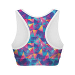 Colorful Geometric Mosaic Print Women's Sports Bra