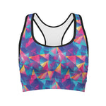 Colorful Geometric Mosaic Print Women's Sports Bra