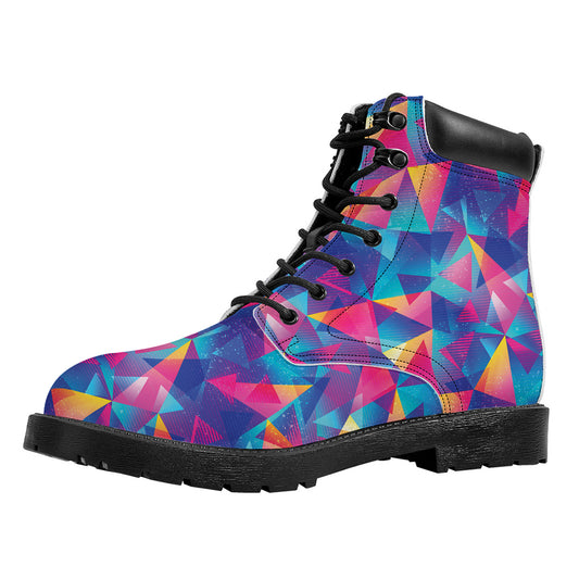 Colorful Geometric Mosaic Print Work Boots