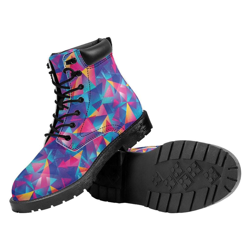 Colorful Geometric Mosaic Print Work Boots