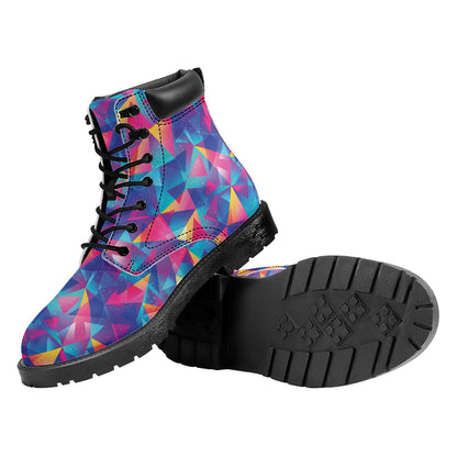 Colorful Geometric Mosaic Print Work Boots