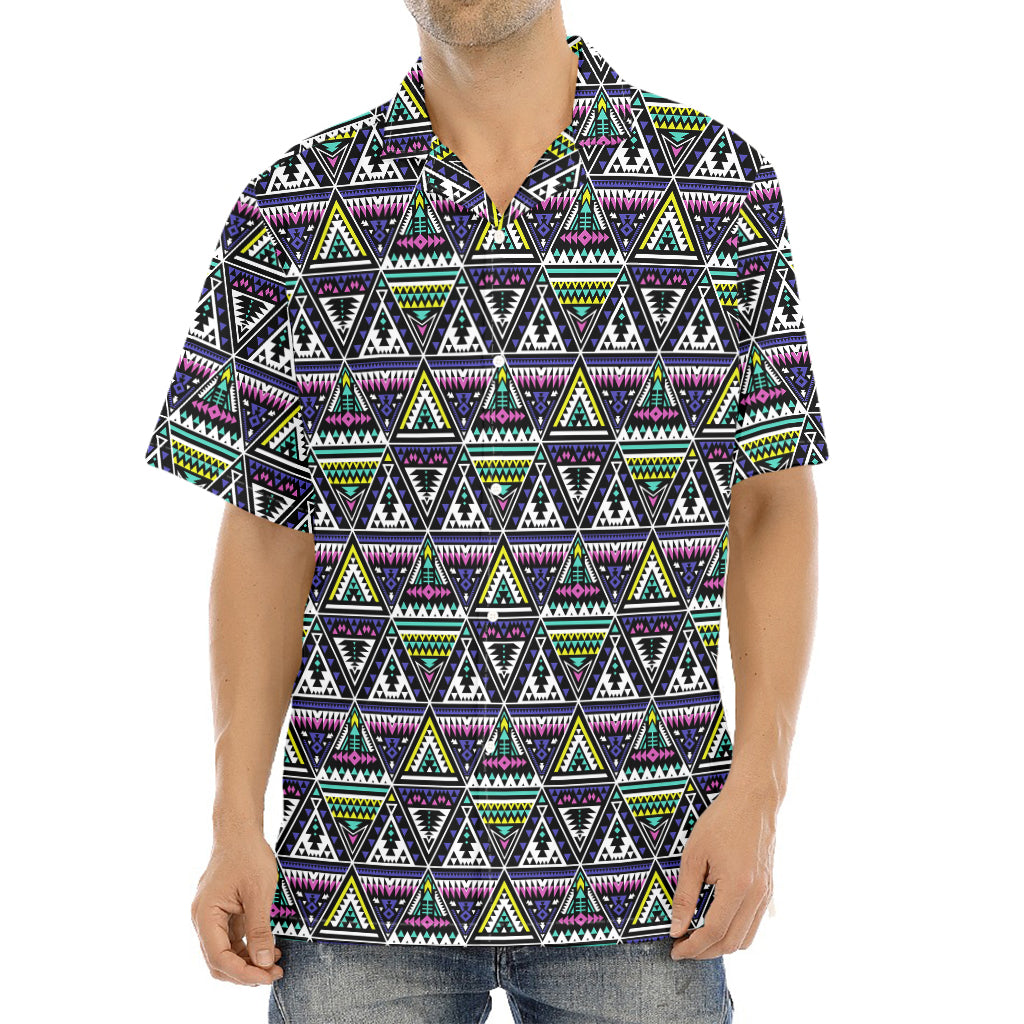 Colorful Geometric Native Navajo Print Aloha Shirt