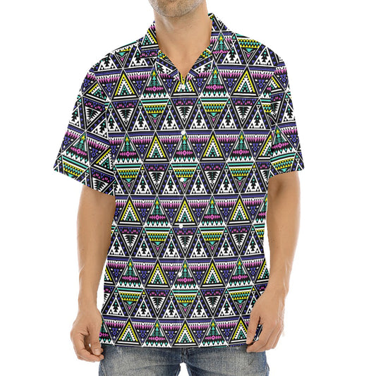 Colorful Geometric Native Navajo Print Aloha Shirt