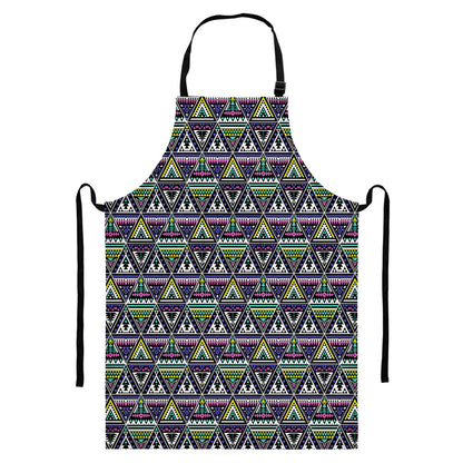 Colorful Geometric Native Navajo Print Bib Apron With Pocket