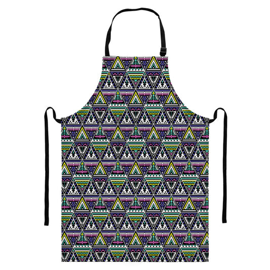 Colorful Geometric Native Navajo Print Bib Apron With Pocket