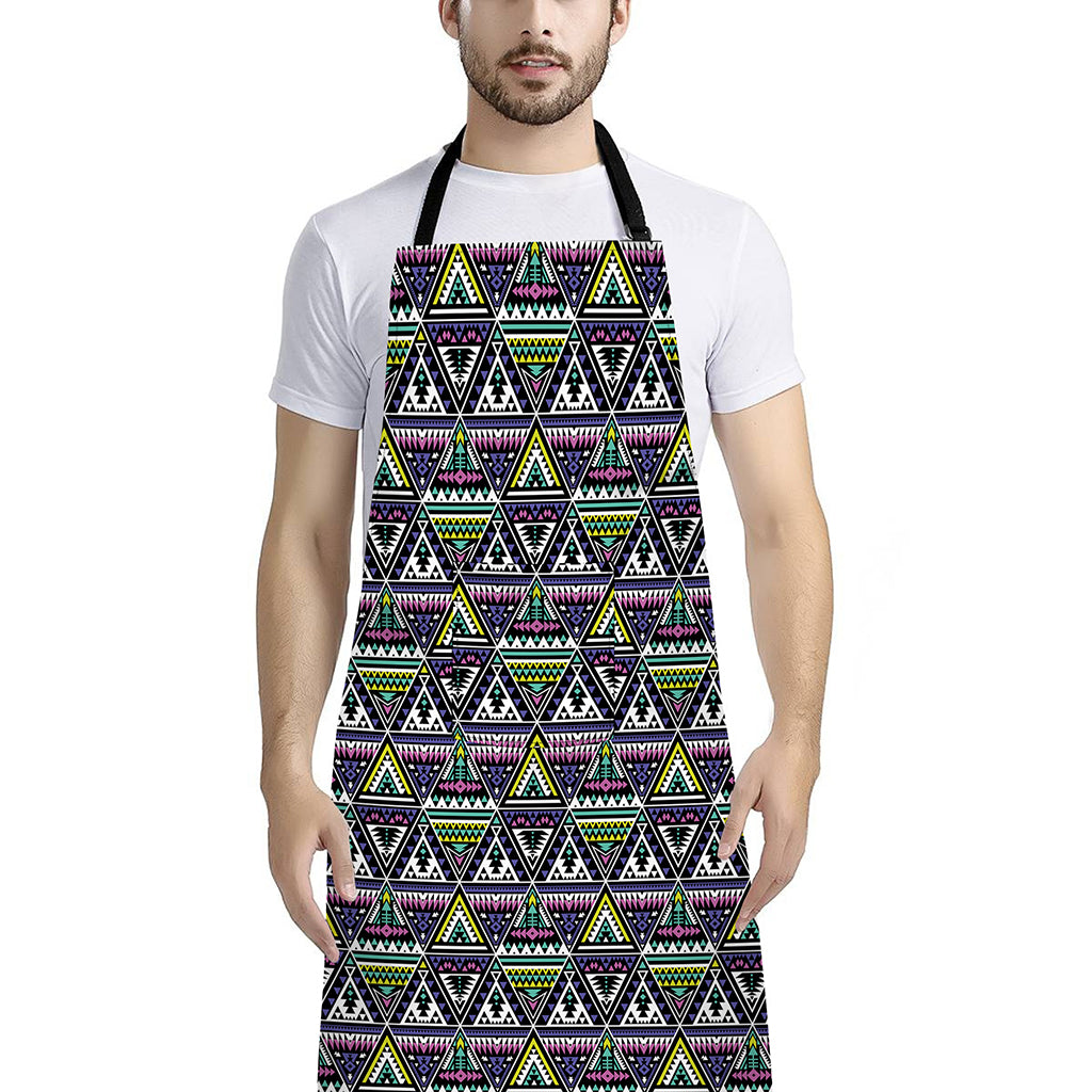 Colorful Geometric Native Navajo Print Bib Apron With Pocket