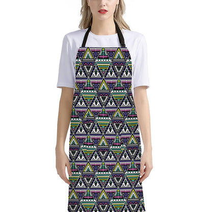 Colorful Geometric Native Navajo Print Bib Apron With Pocket