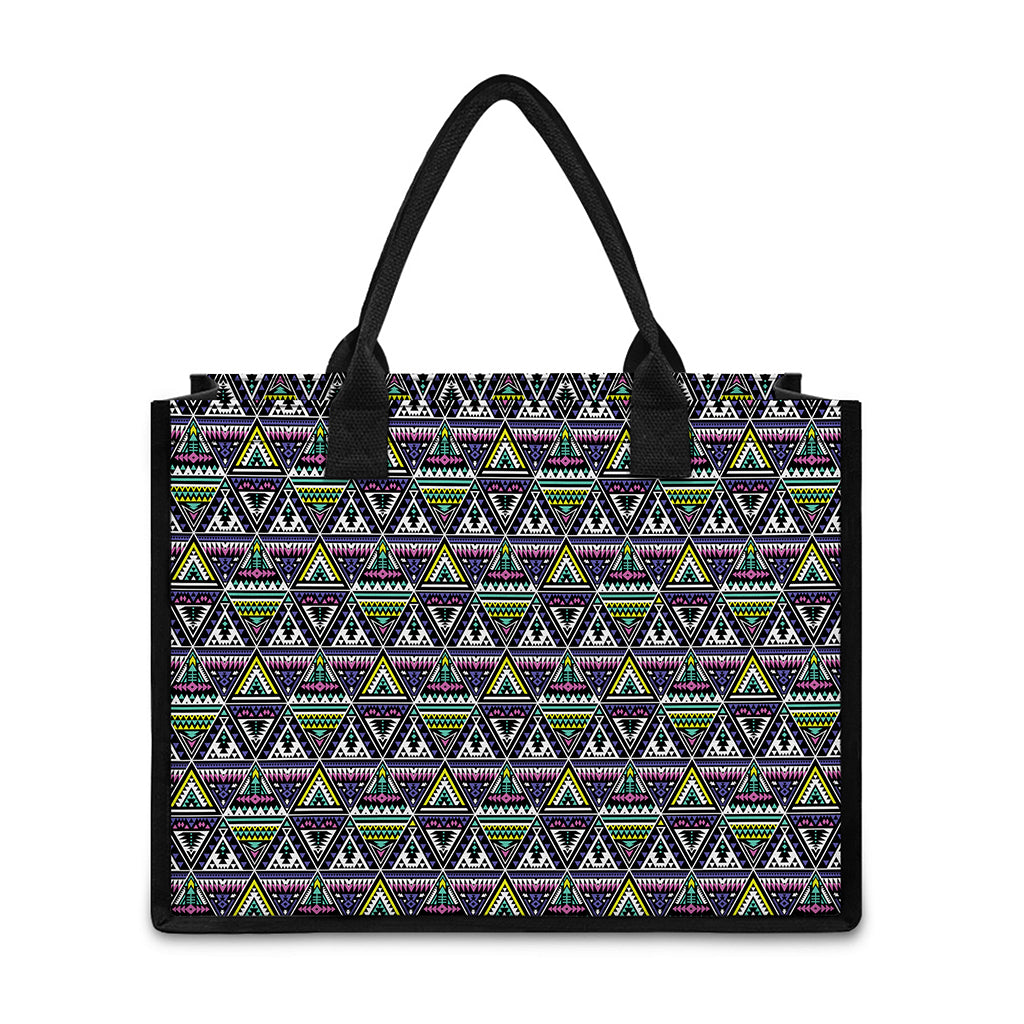 Colorful Geometric Native Navajo Print Canvas Tote Bag