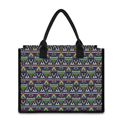Colorful Geometric Native Navajo Print Canvas Tote Bag