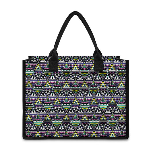 Colorful Geometric Native Navajo Print Canvas Tote Bag