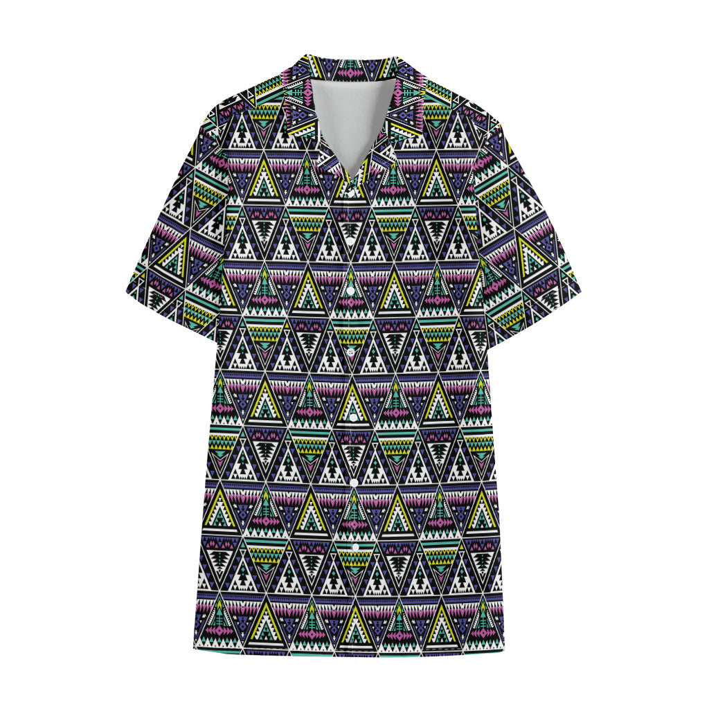 Colorful Geometric Native Navajo Print Cotton Hawaiian Shirt