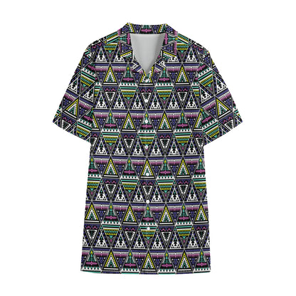 Colorful Geometric Native Navajo Print Cotton Hawaiian Shirt