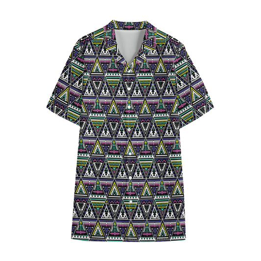 Colorful Geometric Native Navajo Print Cotton Hawaiian Shirt