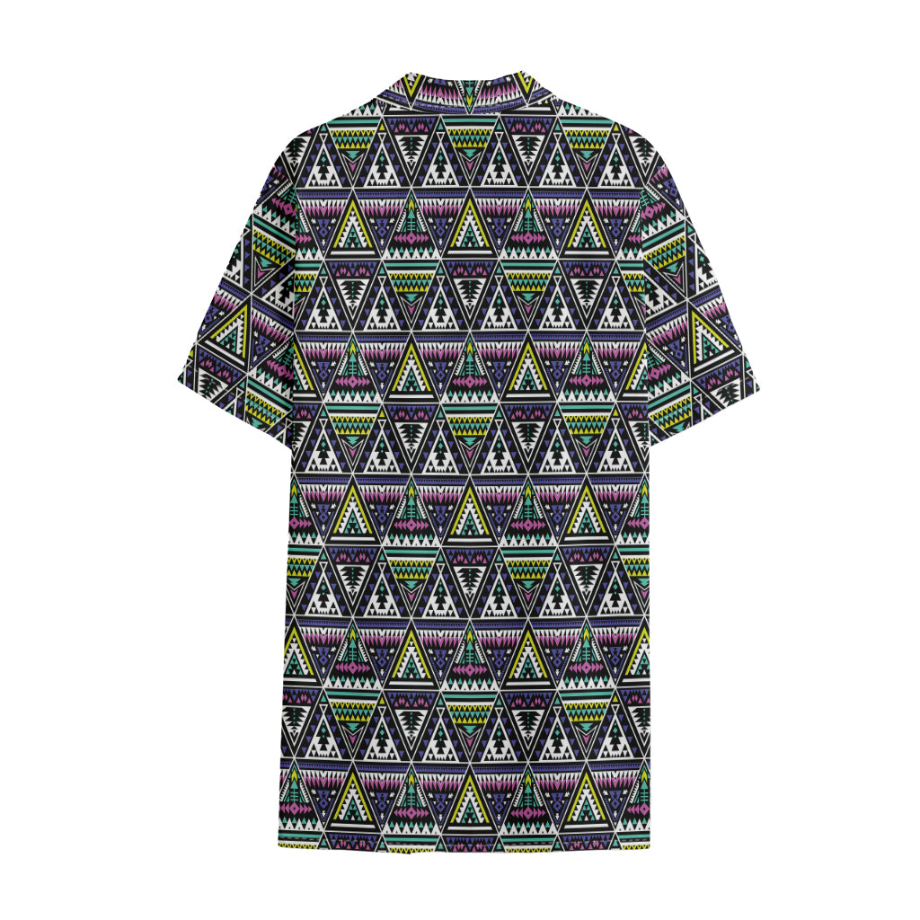 Colorful Geometric Native Navajo Print Cotton Hawaiian Shirt