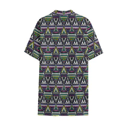 Colorful Geometric Native Navajo Print Cotton Hawaiian Shirt