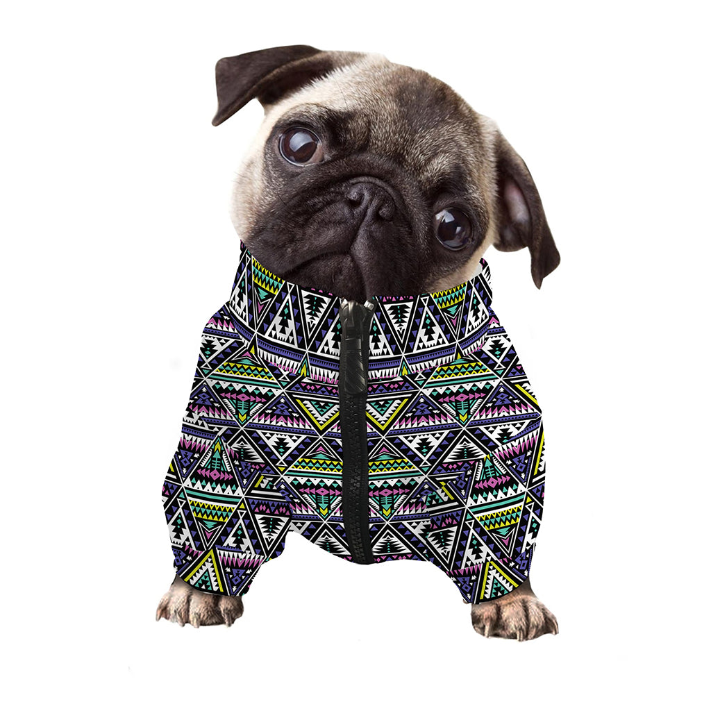 Colorful Geometric Native Navajo Print Dog Zip Up Jacket