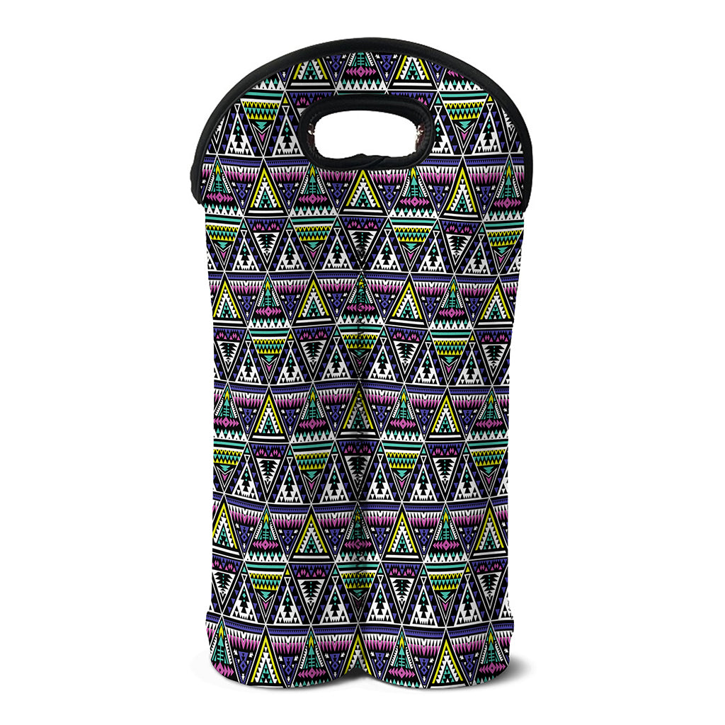 Colorful Geometric Native Navajo Print Double Neoprene Wine Tote