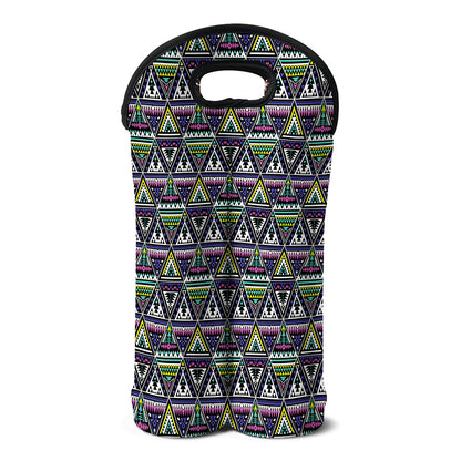 Colorful Geometric Native Navajo Print Double Neoprene Wine Tote