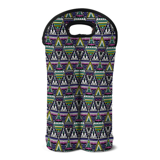 Colorful Geometric Native Navajo Print Double Neoprene Wine Tote