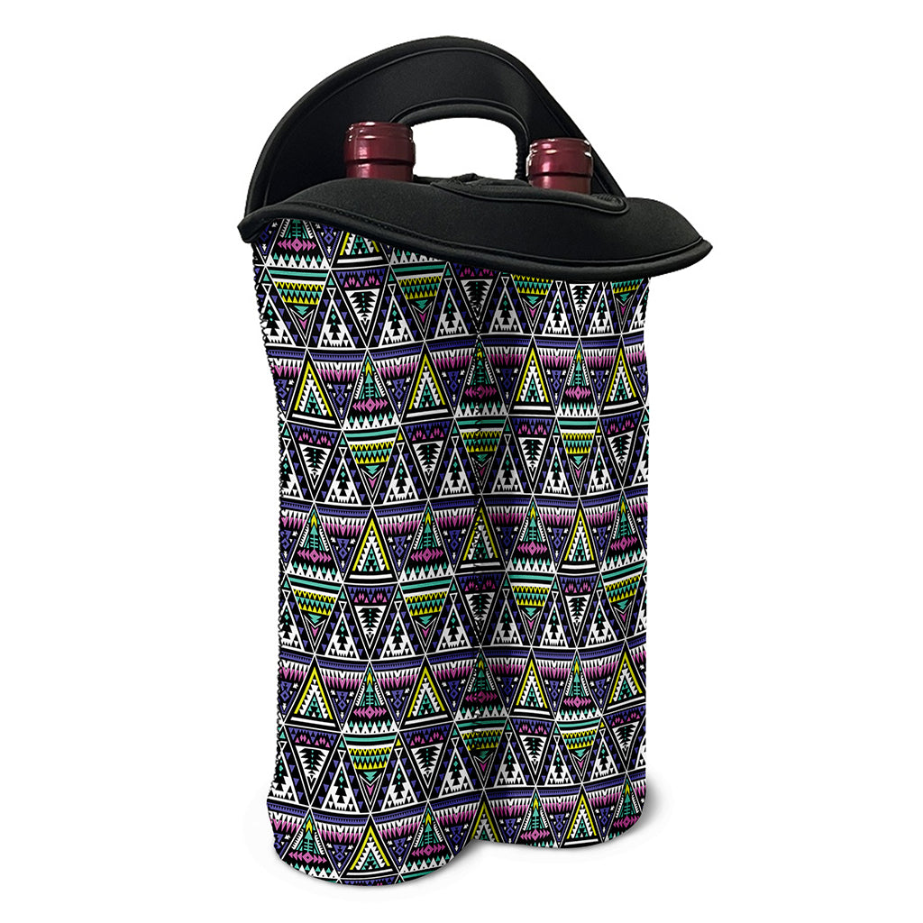 Colorful Geometric Native Navajo Print Double Neoprene Wine Tote
