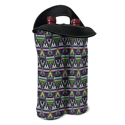 Colorful Geometric Native Navajo Print Double Neoprene Wine Tote