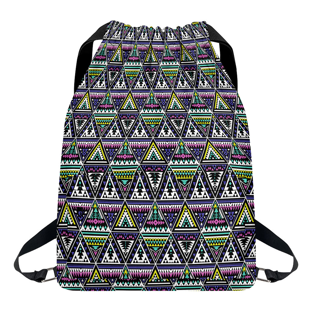 Colorful Geometric Native Navajo Print Drawstring Backpack