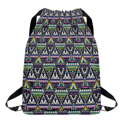 Colorful Geometric Native Navajo Print Drawstring Backpack