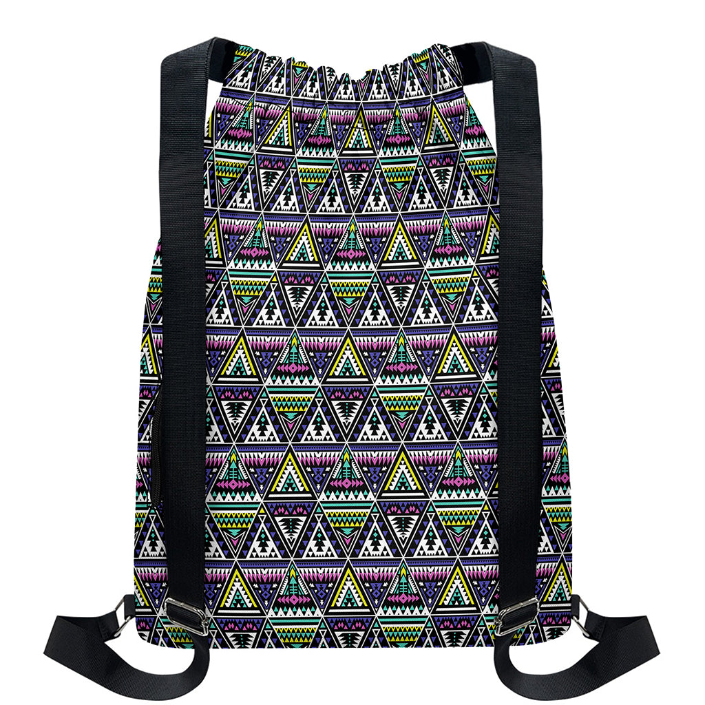 Colorful Geometric Native Navajo Print Drawstring Backpack