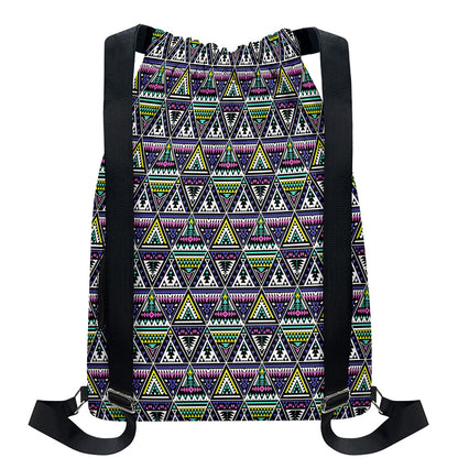 Colorful Geometric Native Navajo Print Drawstring Backpack