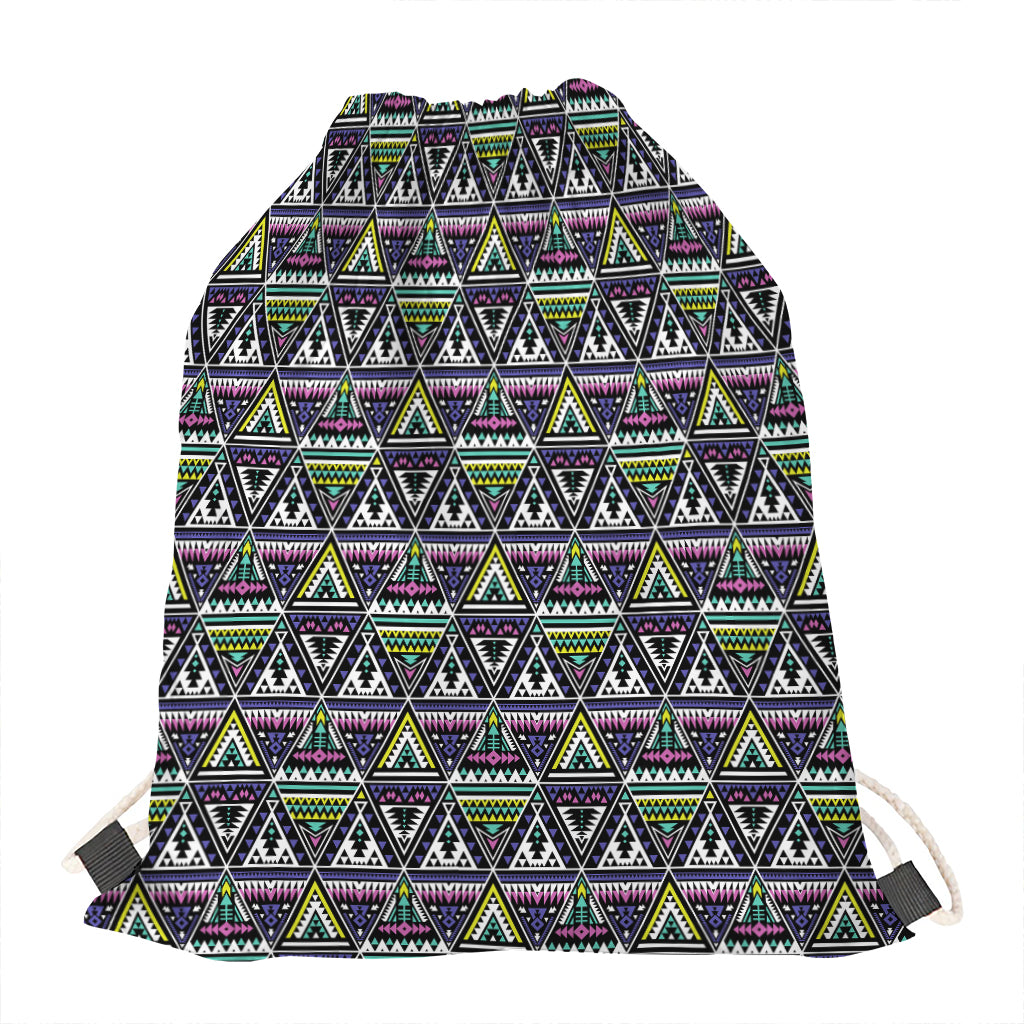 Colorful Geometric Native Navajo Print Drawstring Bag