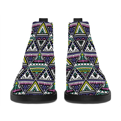 Colorful Geometric Native Navajo Print Flat Ankle Boots