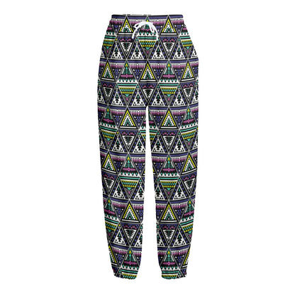 Colorful Geometric Native Navajo Print Fleece Lined Knit Pants