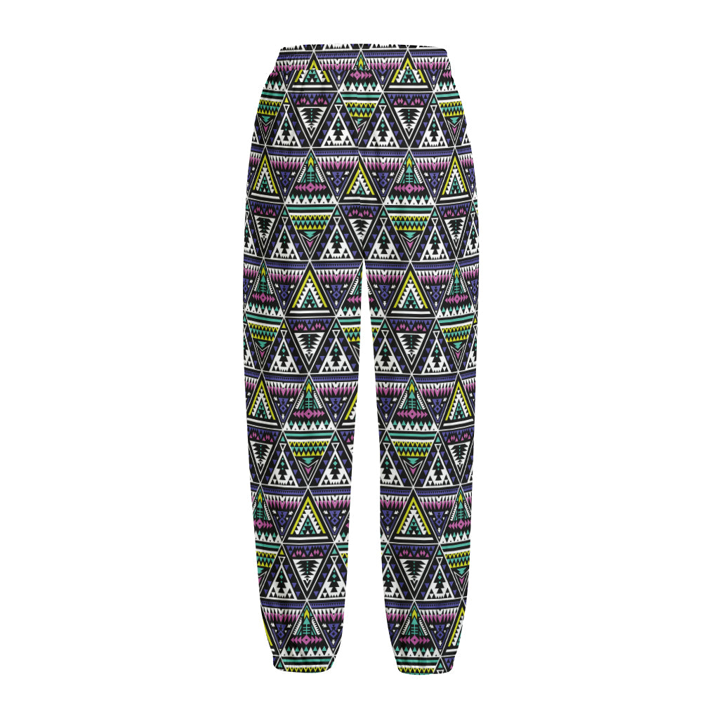 Colorful Geometric Native Navajo Print Fleece Lined Knit Pants