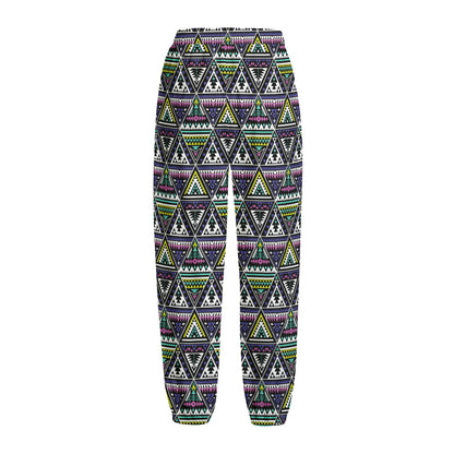Colorful Geometric Native Navajo Print Fleece Lined Knit Pants