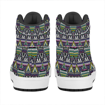 Colorful Geometric Native Navajo Print High Top Leather Sneakers