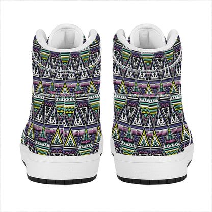 Colorful Geometric Native Navajo Print High Top Leather Sneakers