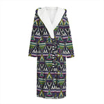 Colorful Geometric Native Navajo Print Hooded Bathrobe