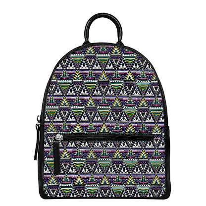 Colorful Geometric Native Navajo Print Leather Backpack