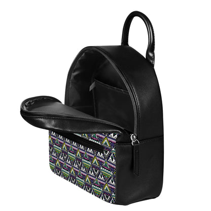 Colorful Geometric Native Navajo Print Leather Backpack