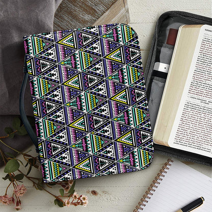 Colorful Geometric Native Navajo Print Leather Bible Cover