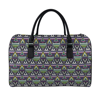 Colorful Geometric Native Navajo Print Leather Duffle Bag