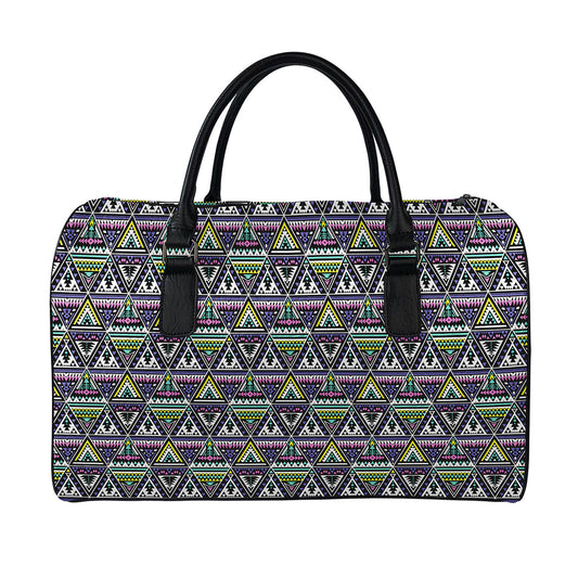 Colorful Geometric Native Navajo Print Leather Duffle Bag