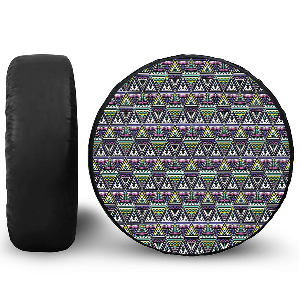 Colorful Geometric Native Navajo Print Leather Spare Tire Cover